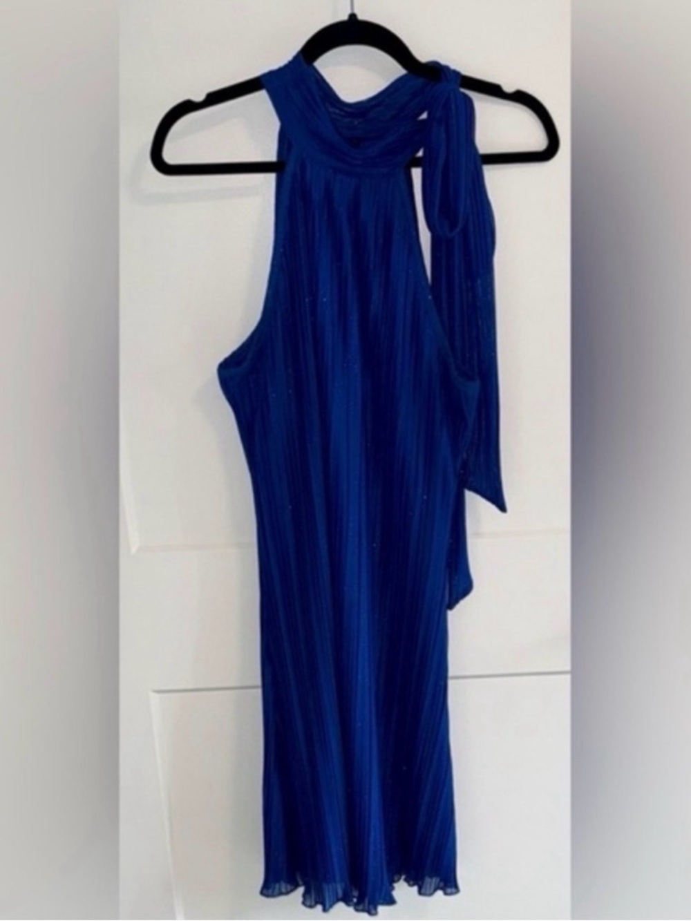 le chateau Royal Blue Pleated Halter Mini Dress - Picture 2 of 8